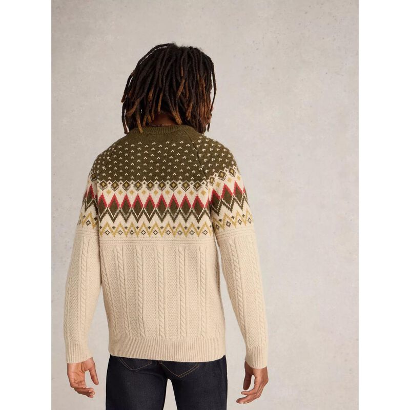 White Stuff Cable Fairisle Crew Neck image number 1